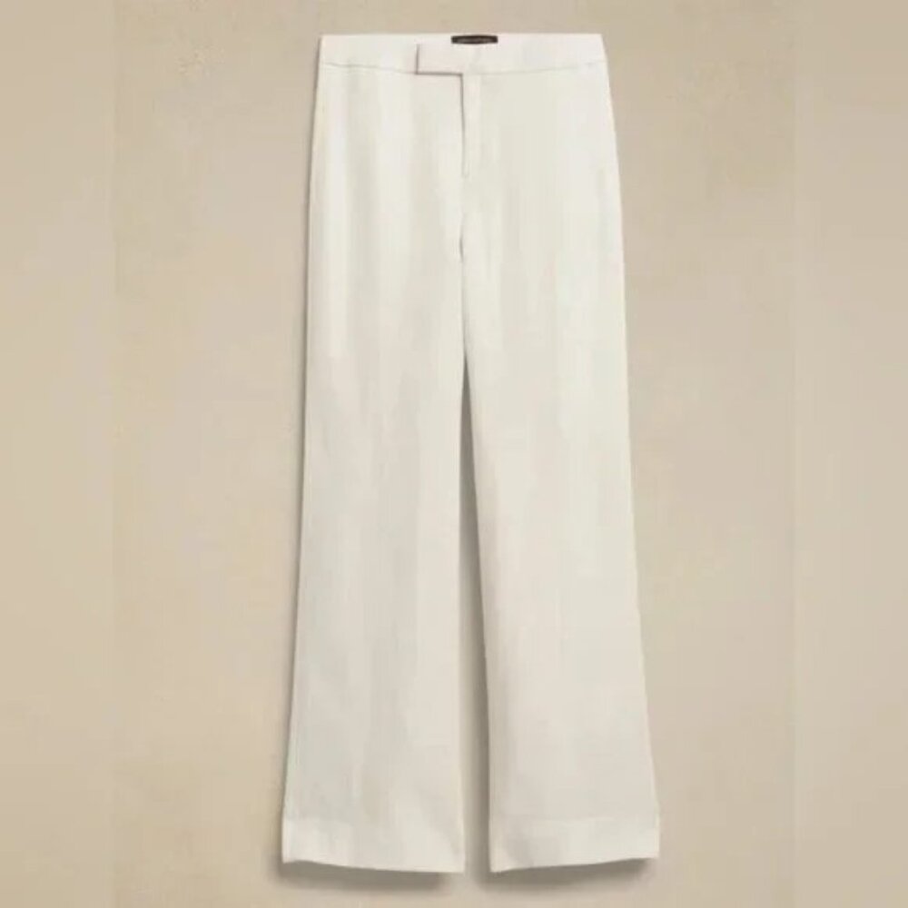 NWT Banana Republic White Salma Wide-Leg Linen Tuxedo Pant_Size 10